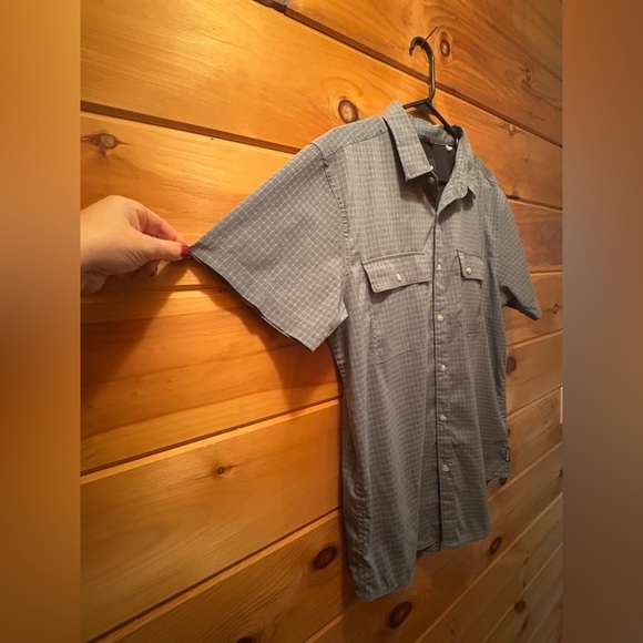 Prana “Garvan” S/S Perf. Sport Shirt - Mens M- Antique Blue Top - Picture 6 of 10